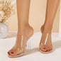 Ladies Shoes Transparent High Heels Slippers Outer Wear Sexy Crystal Heel Chunky Heel Sandals for Women