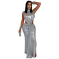 Women Wear Sexy Elegant Turtleneck Arm Covering Split Dress